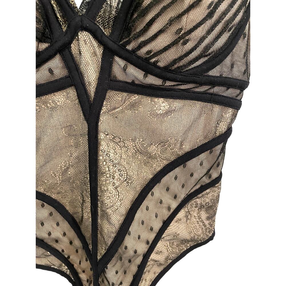 VTG Y2K Black Lace Bebe Bodysuit Womens M - Picture 4 of 11